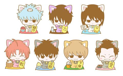 Phone Charm: Gintama - Princes of the Empress HATA And Animal Paradise With a Fotune Cat Rubber Mascot Trading Figures (Display of 6)