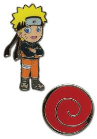 Pins: Naruto Shippuden - Chibi Naruto and Uzushio Clan Symbol (Set of 2)