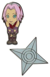 Pins: Naruto Shippuden - Chibi Sakura and Shuriken (Set of 2)