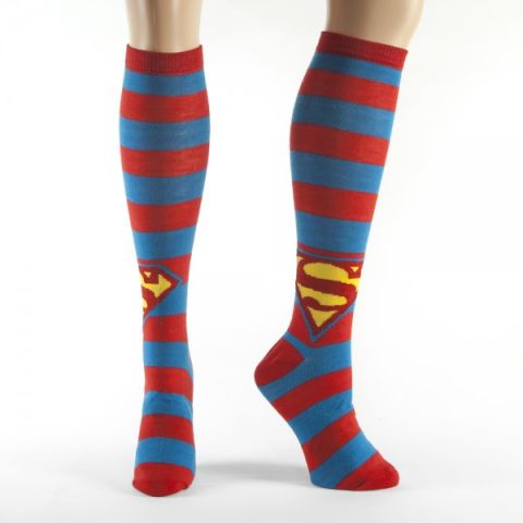 Knee Socks: Superman - Shield Logo Striped