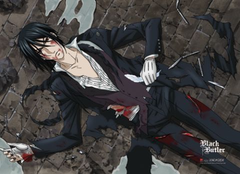 Black Butler Sebastian Wounded Wall Scroll LONG 