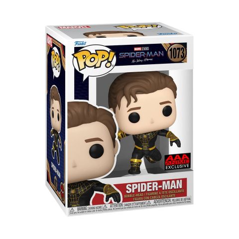 SpiderMan No Way Home: Spiderman (Unmasked) (Metallic) Black/Gold Pop Figure (AAA Anime Exclusive)