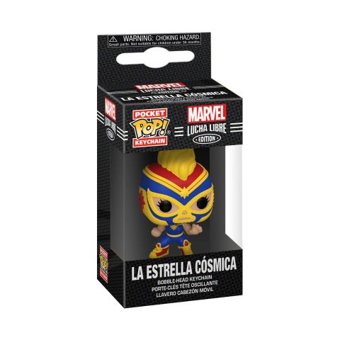 Key Chain: Marvel Lucha Libre - La Estrella Cosmica (Captain Marvel) Pocket Pop