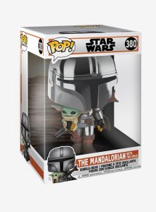 Star Wars: Mandalorian - Mando (Din Djarrin) (Chrome) w/ The Child (Grogu) 10'' Jumbo Pop Figure